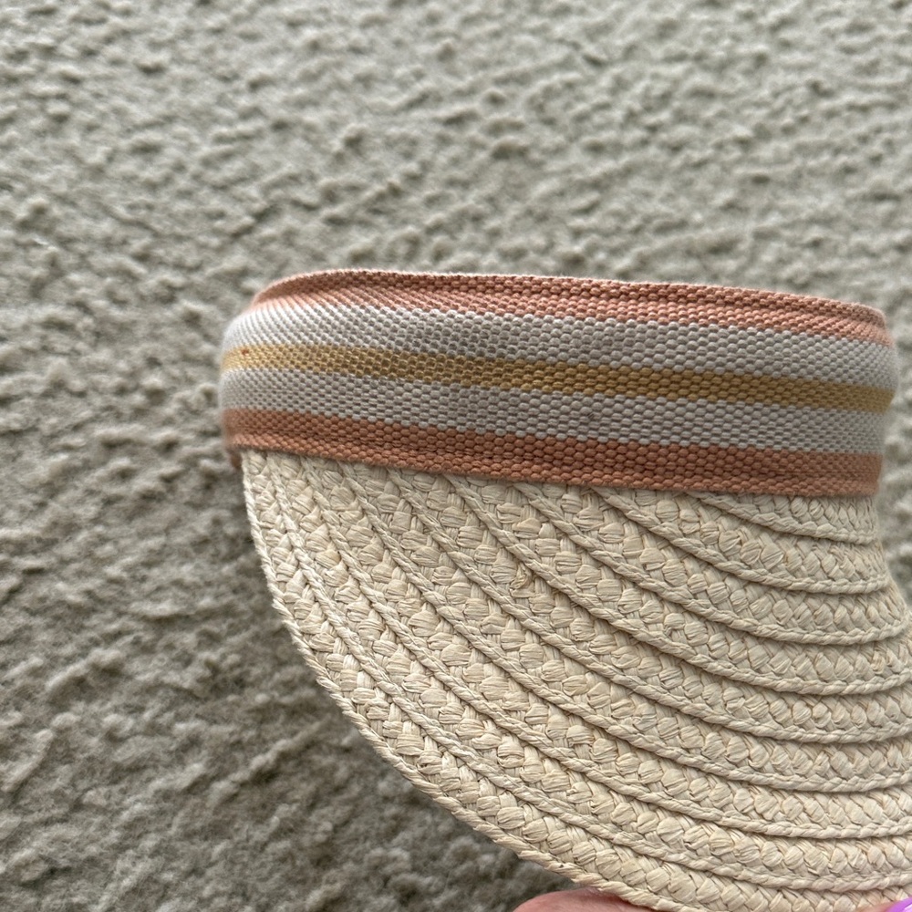 Roxy Straw Visor with Orange and Cream Stripes - Picture 4 of 7